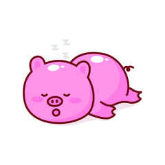 Cute Kawaii Hand Drawn Lazy Bored Pig Mascot