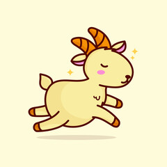 Cute cartoon goat Jump, Kawaii kid goats 