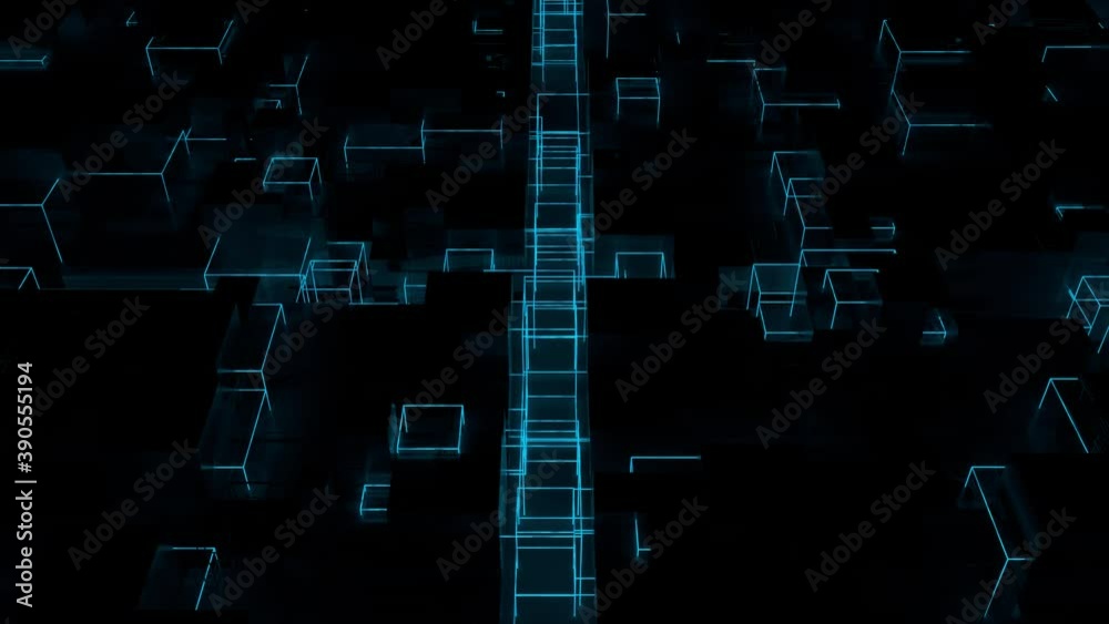 Poster 3d render of technology background with bright lines. data or artificial intelligence computing conc