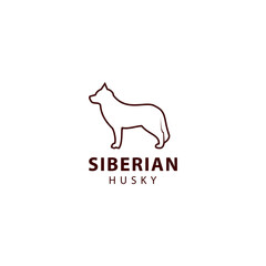 Siberian husky outline, vector icon illustration