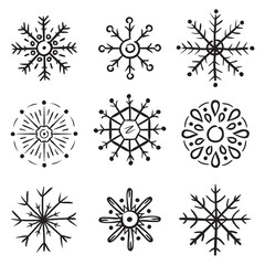 Obraz premium Set of hand drawn snowflakes