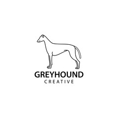 Greyhound silhouette, animal vector icon illustration