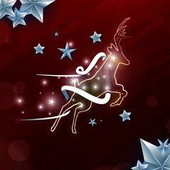 White decorative reindeer on a red background