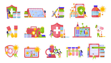 Vaccination Flat Isolated Icon Set