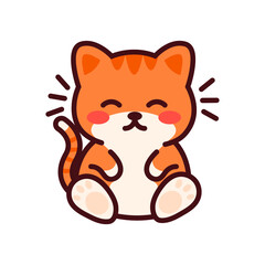 Cute cartoon of a orange cat sleeping in curled position.