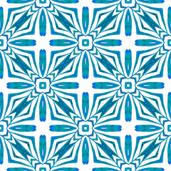 Green geometric chevron watercolor border. Blue 