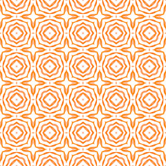 Watercolor summer ethnic border pattern. Orange 