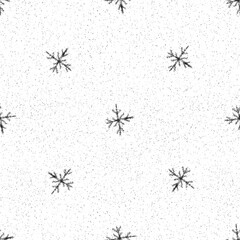 Hand Drawn grey Snowflakes Christmas Seamless Patt