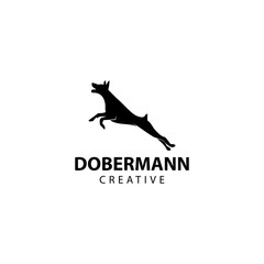 Doberman silhouette, animal vector icon illustration