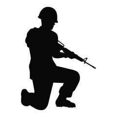 Soldier with rifle gun silhouette vector	
