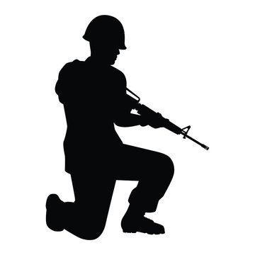 recommend clip art: Soldier with rifle gun silhouette vector	
                    