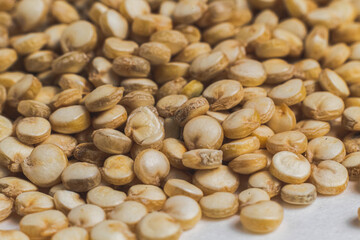 Macro photograph of quinoa, a close-up of quinoa on a white background, quinoa seed