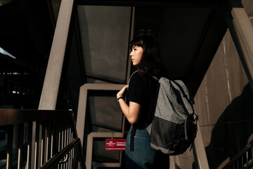 Woman travel alone in Bangkok city.