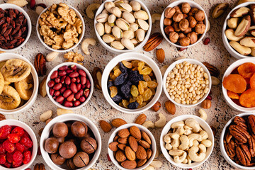 Nuts and dried fruits assortment.