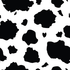 Vector Black and White Cow Print seamless pattern background from the Country Sunflower Collection. Features a black and white cow hide print pattern. Good for fashion, accessories, decor, packaging