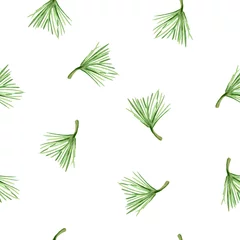 Fototapete Tropische Blätter Watercolor pine needles. For decoration of gift wrapping, design works, postcards, design of fabrics and textiles, invitation, wrapping, paper.