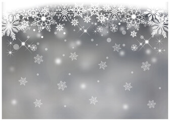 クリスマス_雪の結晶_シルバー背景
