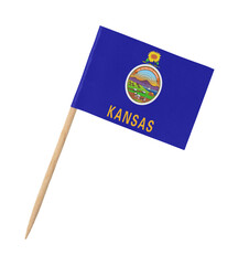 Small paper US-state flag on wooden stick - Kansas