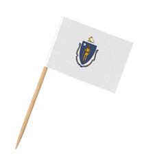 Small paper US-state flag on wooden stick - Massachusetts