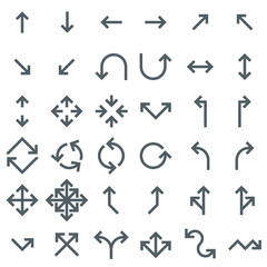Set of gray arrows. Vector illustration. 