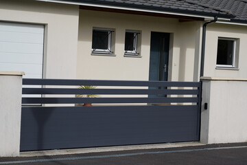 grey dark home steel door aluminum gate slats
