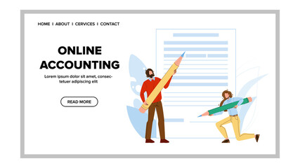 Online Accounting Internet Financial Report Vector Illustration