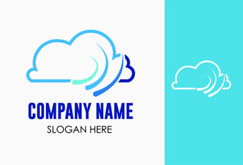 cloud icon logo in line art style. technology data storage concept logo template