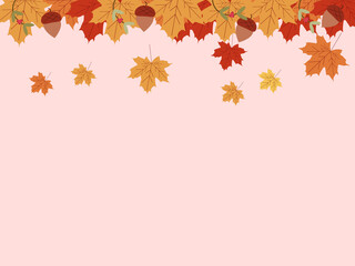 Obraz premium autumn background with mistletoe acorns and dry leaves