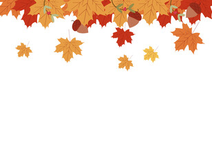 Naklejka na ściany i meble autumn background with mistletoe acorns and dry leaves
