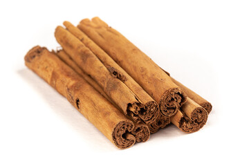 Isolated cinnamon sticks on the white background
