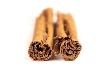 Isolated cinnamon sticks on the white background