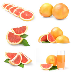 Set of grapefruit isolated on a white background