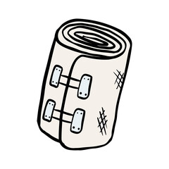 Elastic bandage doodle vector image. Medical plaster graphic symbol isolated on white background