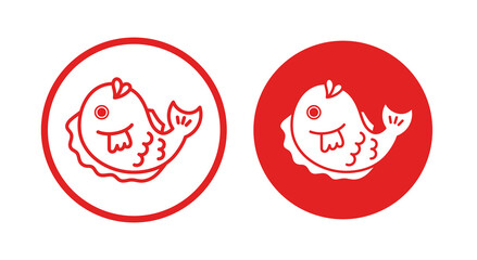 鯛のアイコンのセット／真鯛／金目鯛／タイ／イラスト／年賀状／正月／縁起物／素材／新年／シンプル