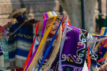 Traditional dance of the old men in the main square of Morelia, Mexico