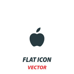 Apple icon in a flat style. Vector illustration pictogram on white background. Isolated symbol suitable for mobile concept, web apps, infographics, interface and apps design
