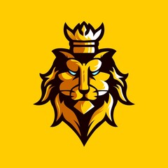 Lion King logo design vector with modern illustration concept style for badge, emblem and t-shirt printing. Angry lion illustration on yellow background