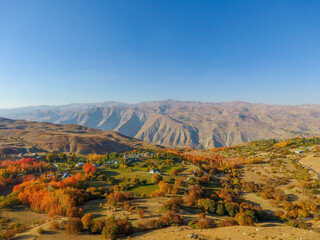 autumn season, colorful trees and mountains, natural landscape.