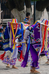 Naklejka premium Traditional dance of the old men in the main square of Morelia, Mexico