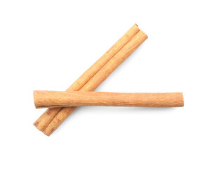 Cinnamon sticks on white background