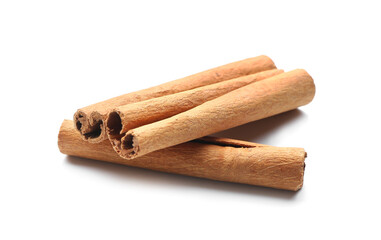 Cinnamon sticks on white background
