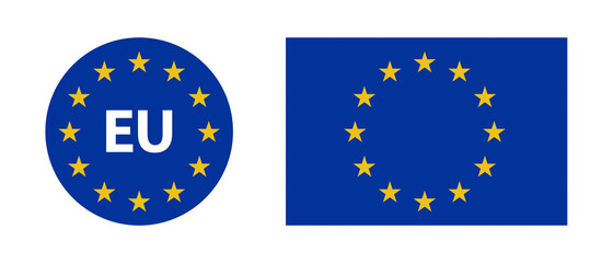 Europe Circle Stars Symbols - Vector Illustrations Isolated On White Background