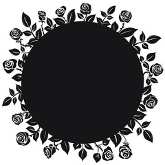 Black abstract floral frame