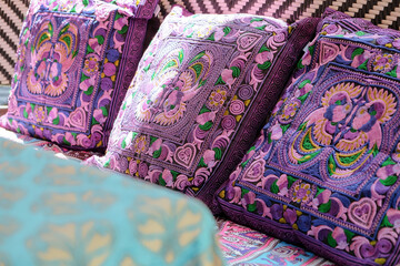 Detail image of Colorful traditional pattern pillows