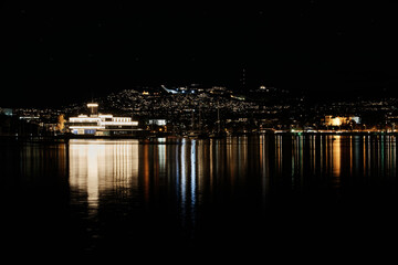 Night scape of Oslo, Norway. Shot from Bygdøy at the Fram museum. 