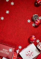 Christmas gift and holidays Christmas tree ornament; Christmas invitation card background
