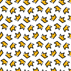 Doodle crowns icons, symbols vector seamless pattern background
