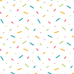 Colorful confetti, dots, sprinkles vector seamless pattern background for party design.