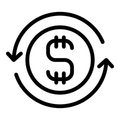 Dollar currency icon. Outline dollar currency vector icon for web design isolated on white background