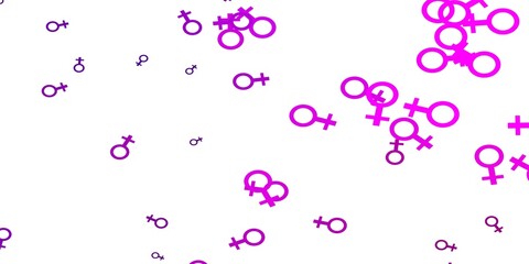 Light Purple vector background with woman symbols.